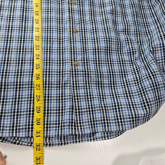 Wrangler Button Up Shirt Men’s 3XL Blue Plaid Long Sleeve Wrinkle Resist Cotton - Picture 8 of 9